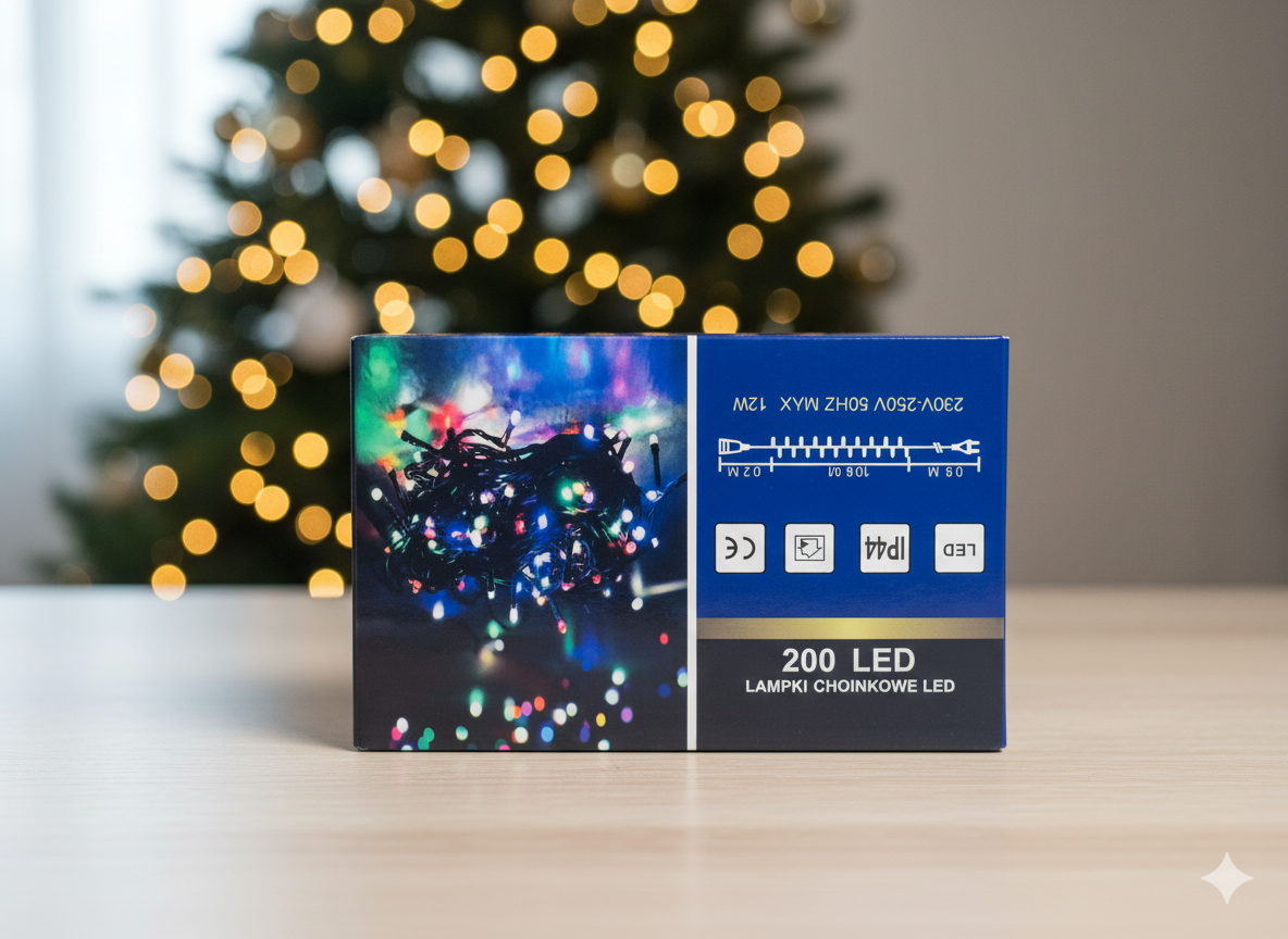Lampki LED 200x ciepła biel — 8 trybów świecenia