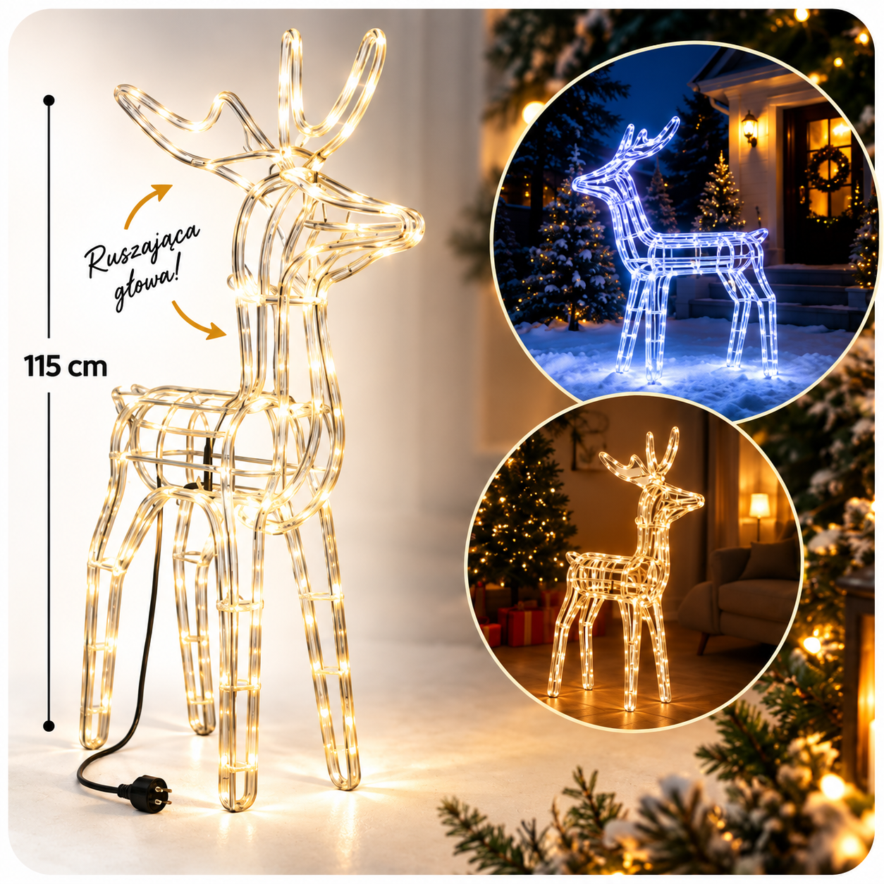 Renifer LED XXL 115cm — wymiary i detale